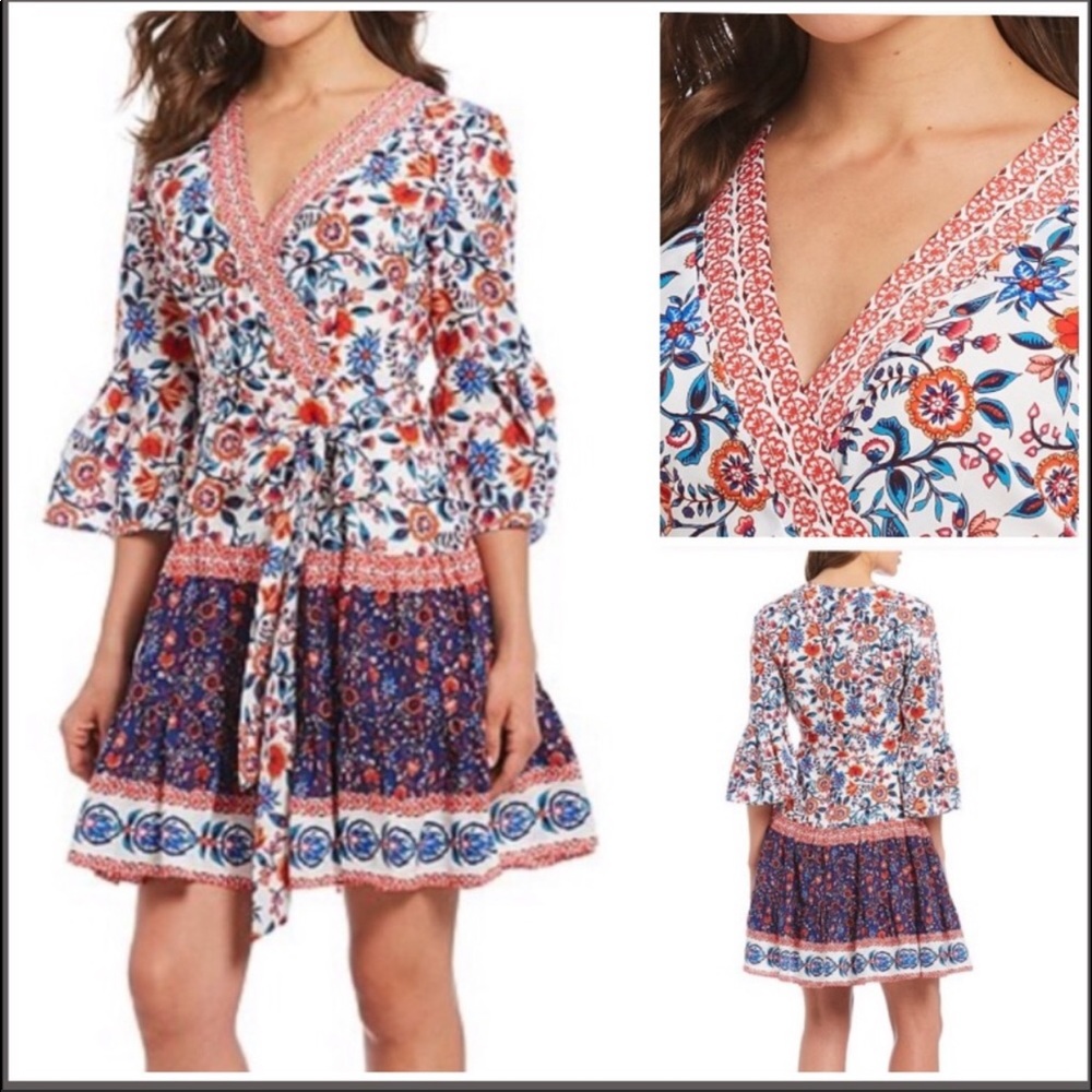 Eliza j bohemian wrap dress size 8 Fit and flare style